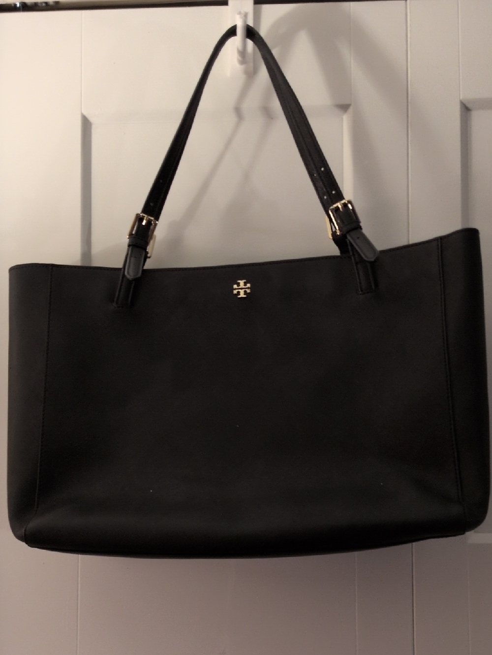 Tory Burch Black Logo Tote with Gold Hardware No Call Outs Nwot
